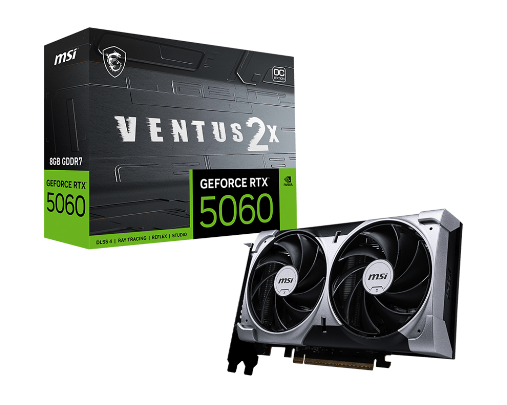 Видеокарта MSI RTX 5060 8G VENTUS 2X OC//RTX 5060, HDMI, DP*3, 8G, D7