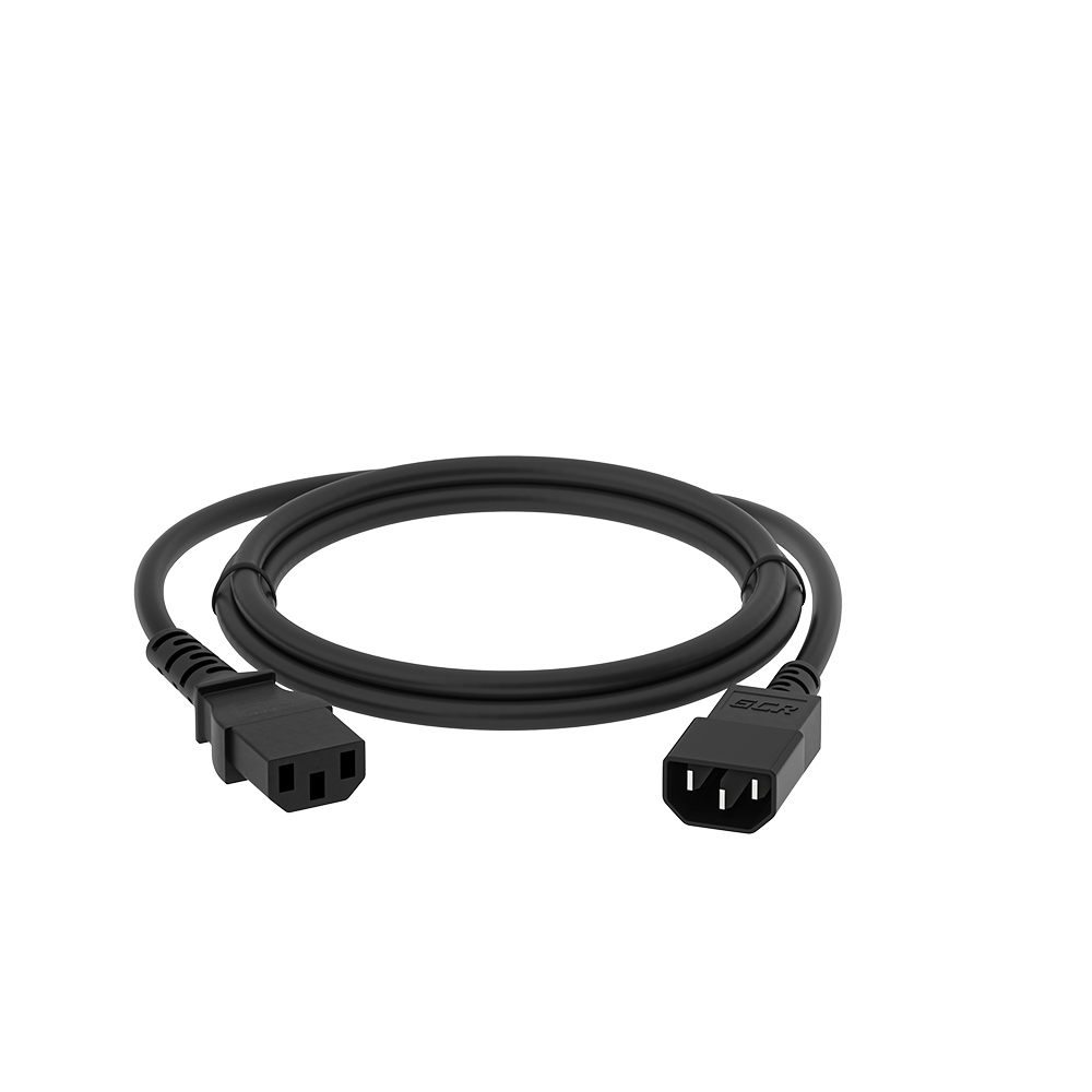 GCR PRO Кабель питания удлинитель черный, 0.5m, С13 - С14, 3*0,75mm, медь