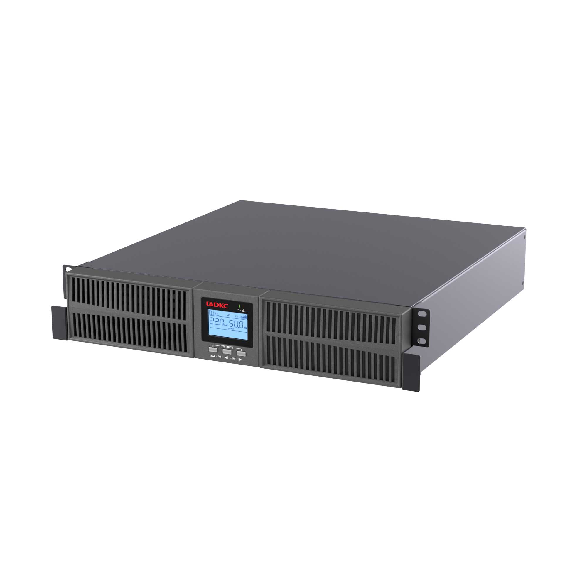 Онлайн ИБП ДКС серии Small Rackmount, 1000 ВА/900 Вт, 1/1, 6xIEC C13, 1хIEC C19, EPO, USB, RS-232, Rack 2U, з/у 6А, без АКБ