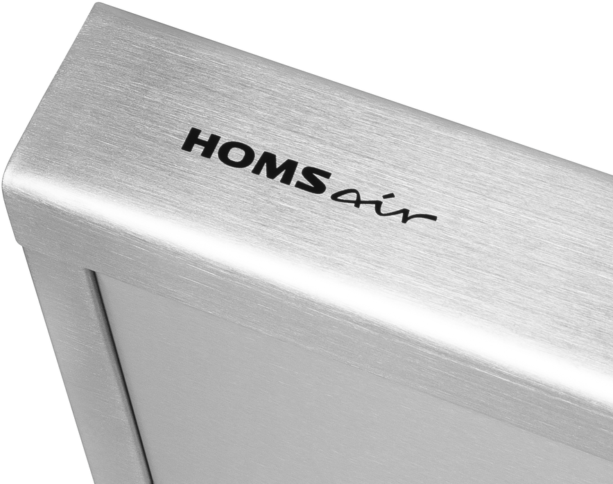 Вытяжка HOMSair HORIZONTAL 60 Inox/ подвесная, ползунковое управление, 3 скорости, 420 м3/ч, до 12 м2, 45 дБ, светодиодное LED-освещение, угольный фильтр CF152 (H) 1 шт, ШхДхВ: 600х465х80 мм, нержавеющая сталь