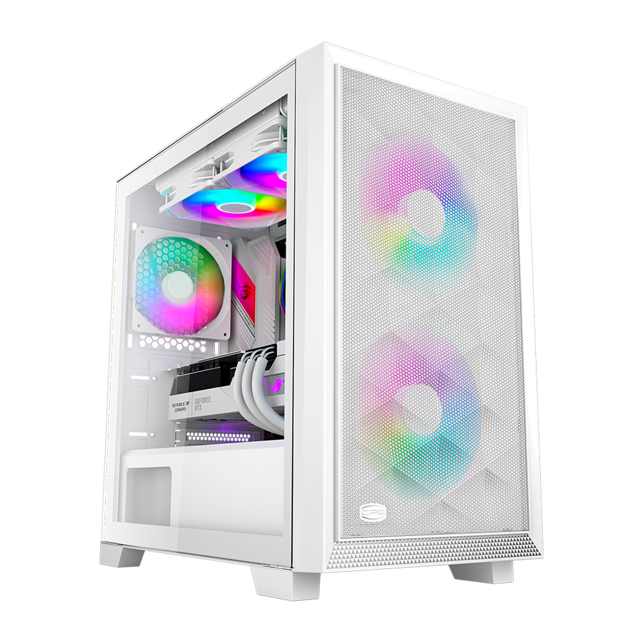 Корпус без блока питания/ Case PCCooler C3D310 WH ARGB, Mini-Tower, TG, Mesh, 2x120mm ARGB, 2xUSB-A 3.0, mATX, mITX White