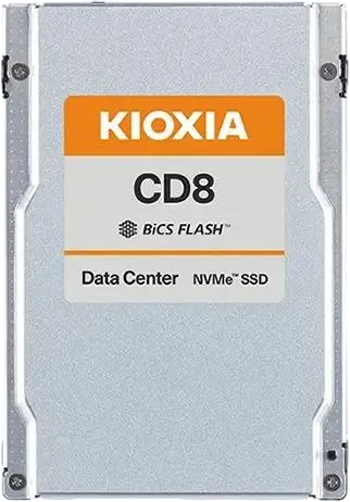 Серверный твердотельный накопитель/ KIOXIA SSD CD8-R, 7680GB, U.2(2.5" 15mm), NVMe 1.4, PCIe 4.0 x4, TLC, R/W 7100/6000 MB/s, IOPs 1500K/200K, DWPD 1 (12 мес.) SIE