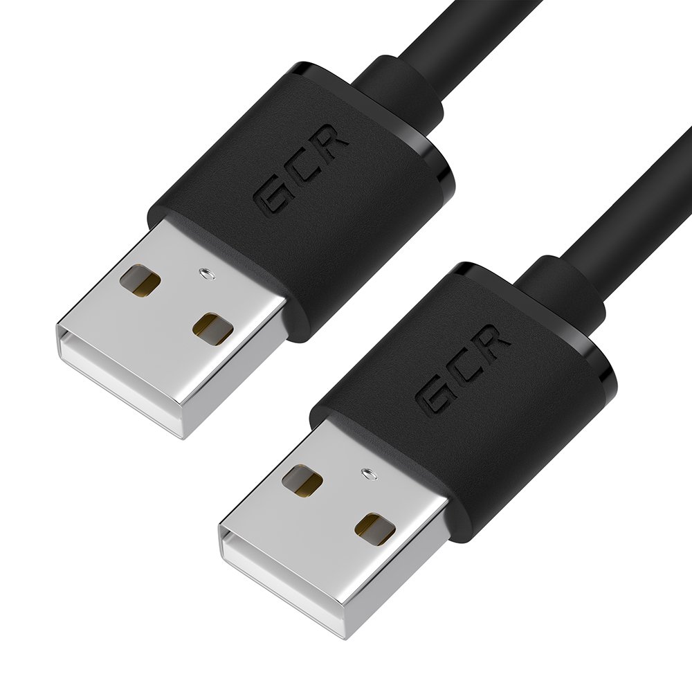 GCR Кабель 1.0m USB AM/AM, черный, 28/28 AWG, медь, морозостойкий