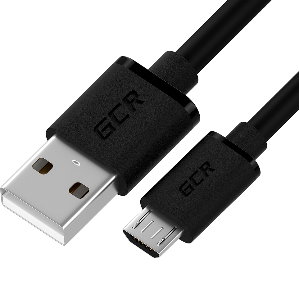 GCR PRO QC Кабель 1.0m MicroUSB, черный, быстрая зарядка, 28/24 AWG, медь
