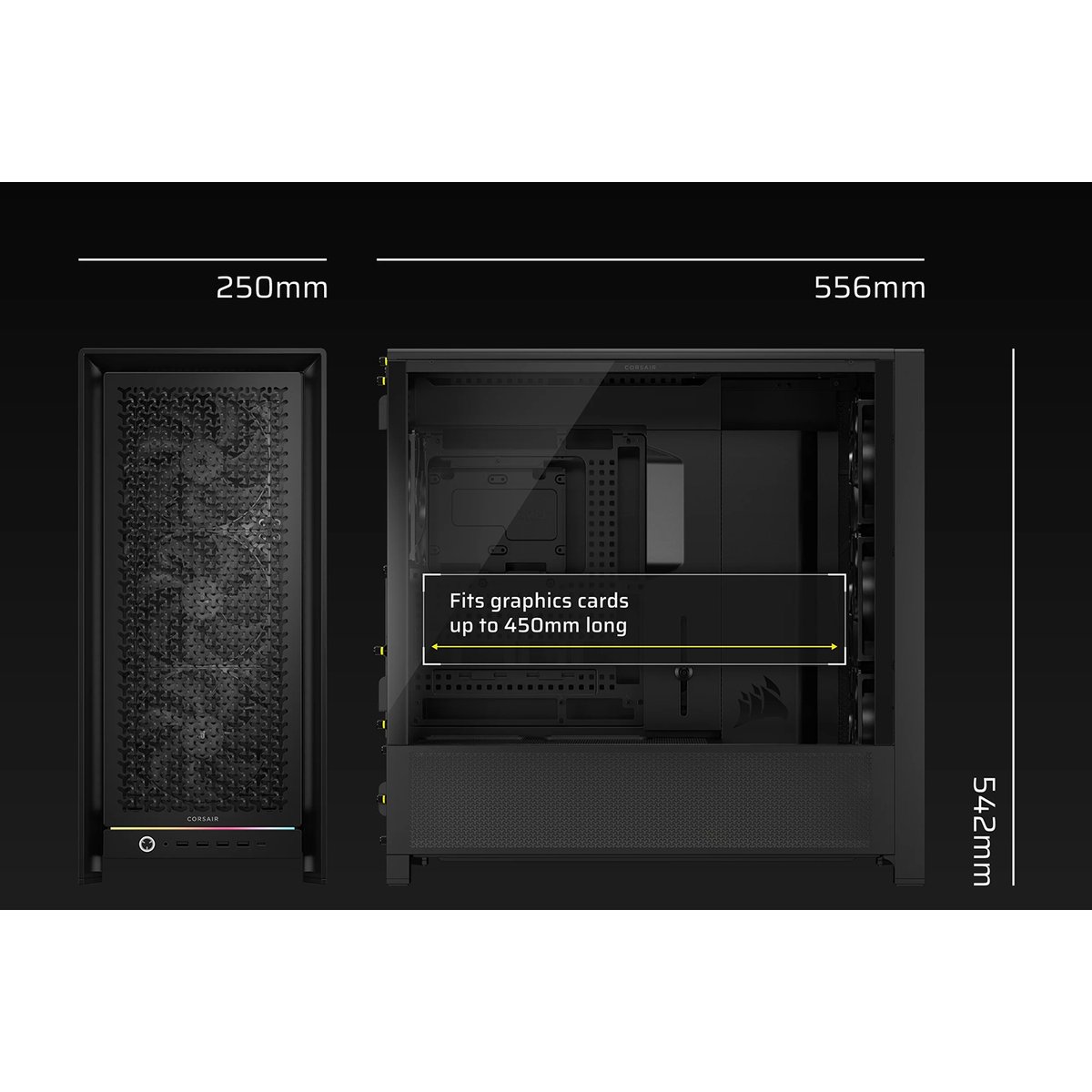 Корпус без блока питания/ Case Corsair Frame 5000D RS High-Airflow, Midi-Tower, TG, 4x140mm, 4xUSB-A 3.2, 1xUSB 3.2 Type-C, E-ATX, ATX, mATX, mITX Black