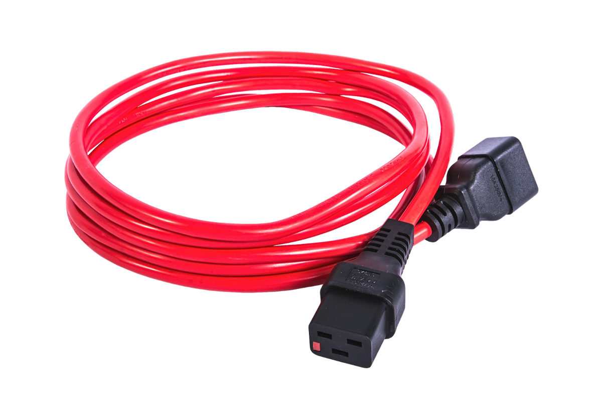 Кабель питания для серверов ЦМО REM с фиксатором IEC 60320 C19/IEC 60320 C20, 16 А / 250 В (3 * 1,5), длина 1,8 м, красный R-16-Cord-C19-C20-1.8-Red