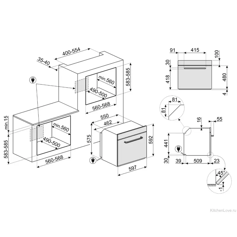 Встраиваемая электрическая духовка SMEG/ SMEG SOP6900TN Многофункциональный духовой шкаф c пиролизом, 60 см, 9 функций, цвет чёрный