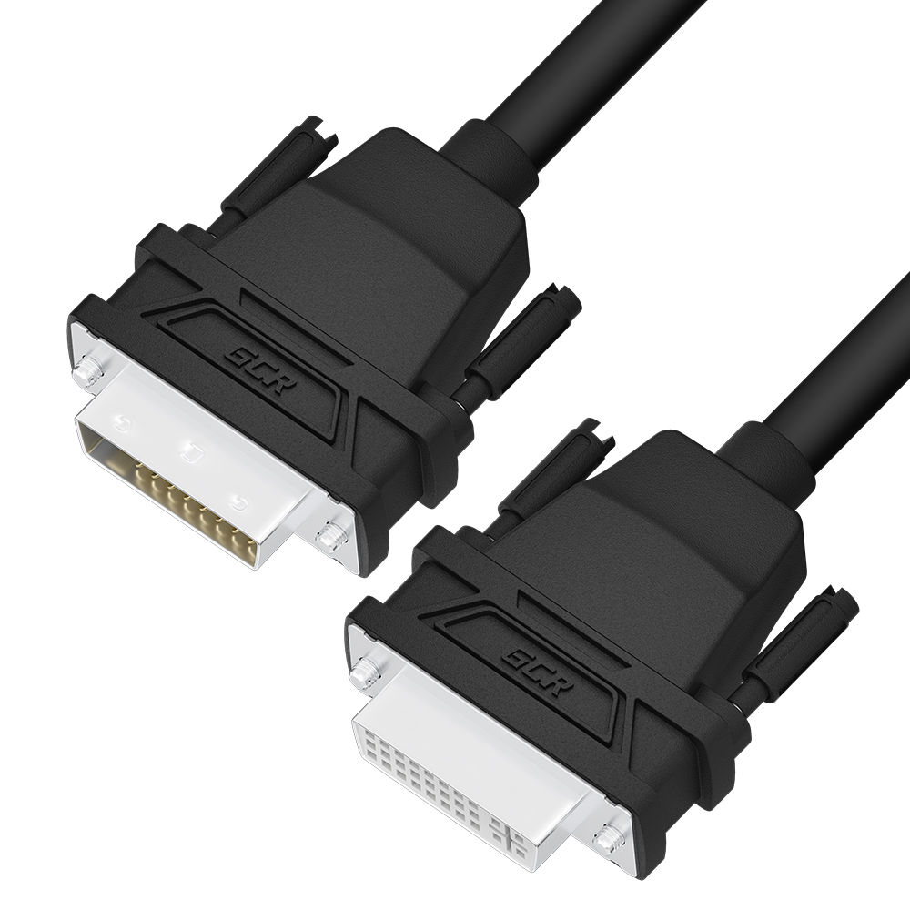 GCR PRO Удлинитель 5.0m DVI-D, черный, DVI/DVI, 25M/25F, FullHD, медь, 28 AWG
