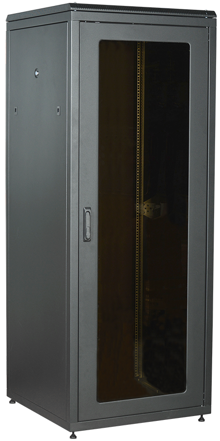 ITK LINEA N Шкаф сетевой 19" 18U 800х800мм стеклянная передняя дверь задняя металлическая черный