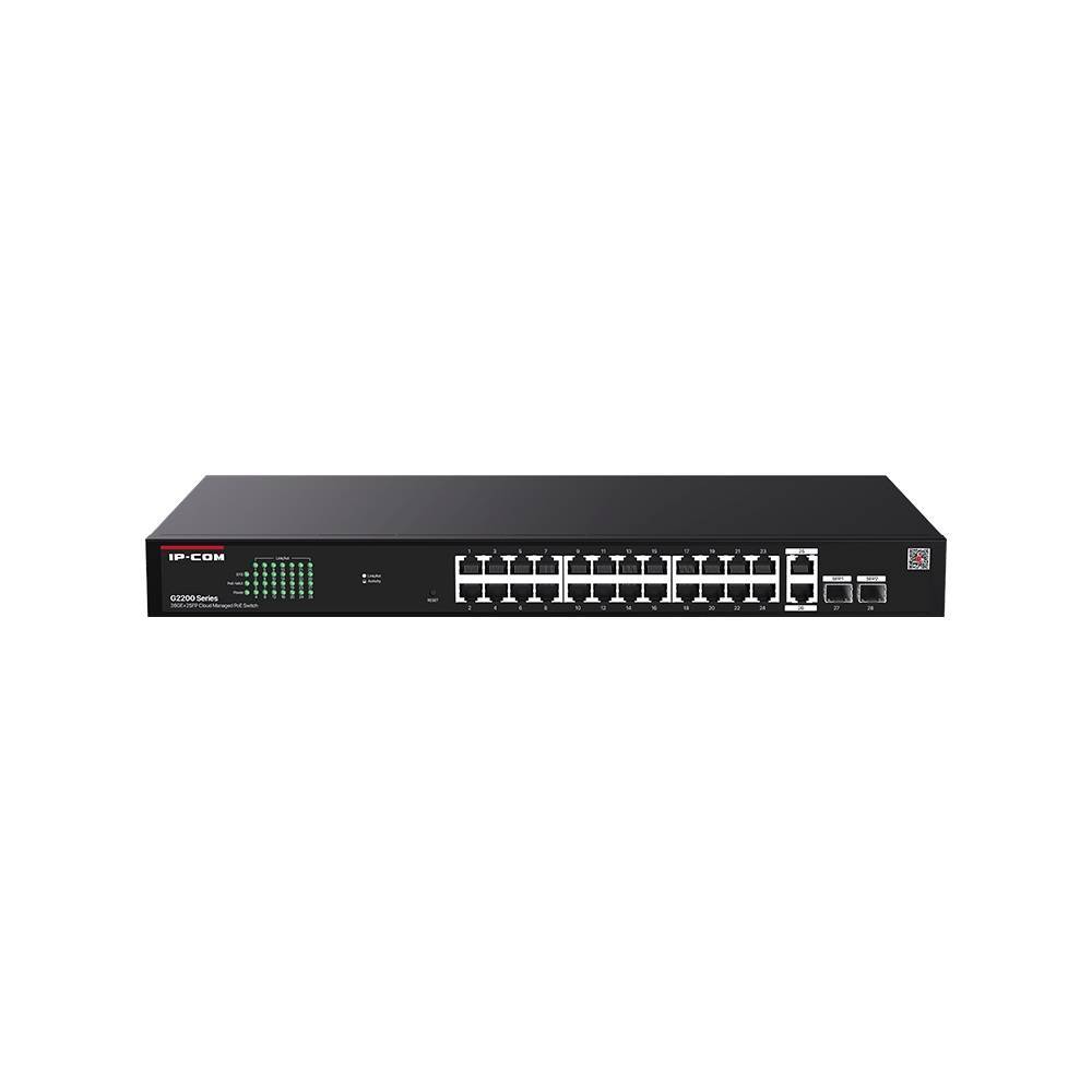 Коммутатор Web smart IP-COM G2228P-24-410W с 26 гигабитными портами и 2 SFP-портоми, PoE 24х30Вт (до 370Вт)
