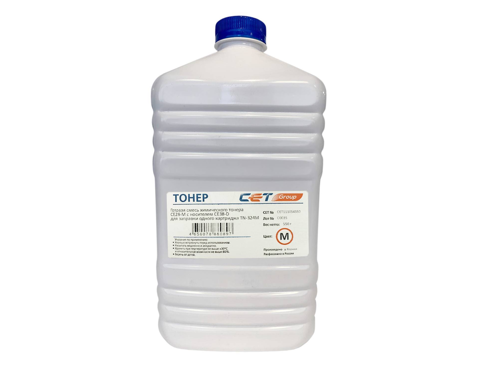 Тонер + носитель для KONICA MINOLTA Bizhub C258/308/368 (Japan) Magenta (CPT + CE28) 550г/бут (TN-324M/A8DA350) CET