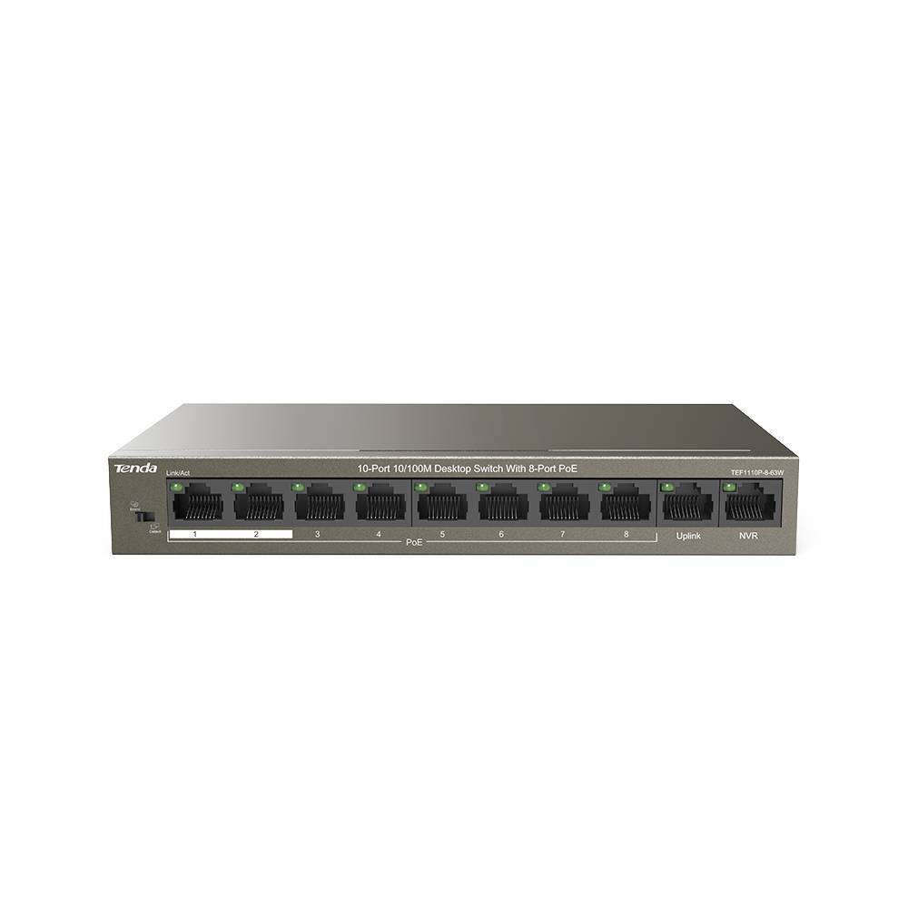 Коммутатор Tenda TEF1110P-8-63W, 8×PoE, 63W PoE
