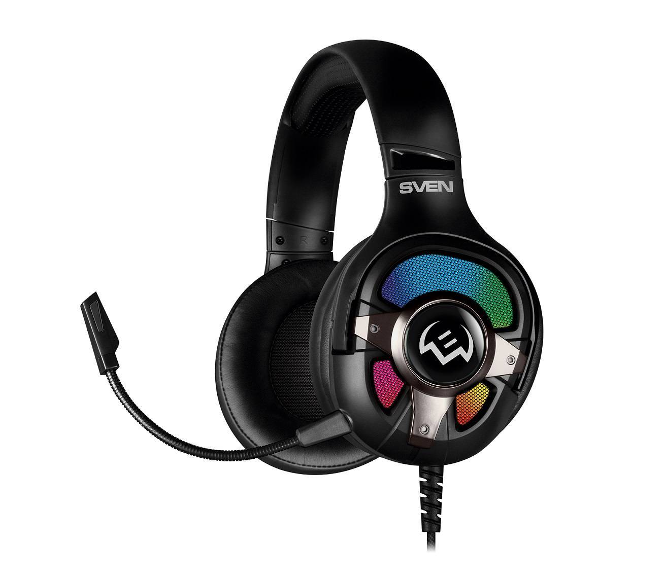 SVEN Гарнитура проводная игровая AP-U1100MV, RGB, звук7.1, USB, 2,2м, чёрный  2