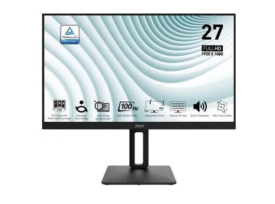 МОНИТОР 27" MSI PRO MP271AP Black с поворотом экрана (IPS, 1920x1080, 100Hz, 4ms, 178°/178°, 300 cd/m², 1000:1, +VGA)