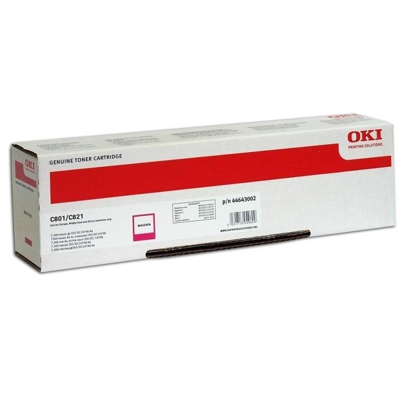 Тонер-картридж OKI C801/821 малиновый 7.3k, оригинал