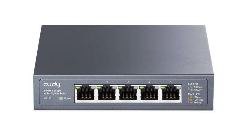 Коммутатор CUDY 5-Port 2 5G Metal Switch 5-Port 2.5G Metal Switch, 5 10/100/1000M/2.5G RJ45 Ports, 802.3x flow control, 802.1p/DSCP QoS, IGMP Snooping, Loop Detection/Prevention, Ultra compact size, Metal Case, Power Saving, Plug & Play