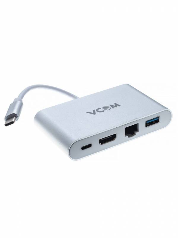 Кабель-адаптер USB3.1 Type-CM-->HDMI+USB3.0+RJ45+PD charging  VCOM <CU455>