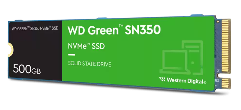 Твердотельный накопитель Western Digital Green SN350 SSD M.2 2280 NVMe, 500Gb, 2400MBs/1500MBs, TBW 60, WDS500G2G0C, 1 year