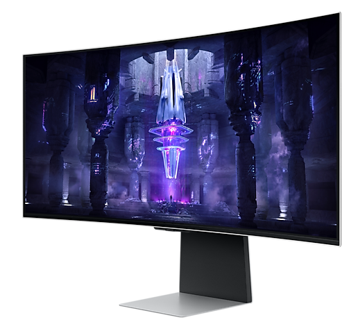 Монитор Samsung 34" Odyssey OLED G8 S34BG850SI Curved OLED 21:9 3440x1440x175Hz 0,03ms 1М:1 250cd 178/178 mini DP; micro HDMI; USB-C (65 Вт) Spk Tilt HAS Pivot VESA Silver