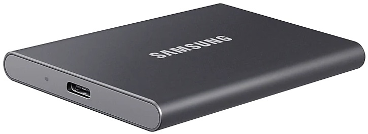 Внешние HDD и SSD/ Samsung External SSD T7, 2000GB, Type-C, USB 3.2 Gen2, R/W 1050/1000MB/s, 85x57x8mm, Titan Gray (12 мес.)