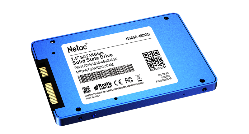 Диск SSD Netac - N535S, для ноутбука, 2.5", 480 ГБ, SATA, 6 Гб/с, speed write-490МБ/с read-540МБ/с, TLC, NT01N535S-480G-S3X