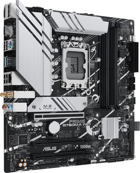 Материнская плата ASUS PRIME B760M-A WIFI, LGA1700, B760, 4*DDR5, 4*SATA, 2*M.2, 2*USB 3.2, 4*USB 2.0, 3*PCIx16, DP+2*HDMI, mATX; 90MB1EL0-M1EAY0