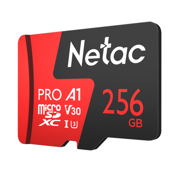 Карта памяти Netac - P500 Extreme Pro, microSDXC, read speed 100Mb/s, UHS-I Class 3, Class 10, 256GB, NT02P500PRO-256G-R