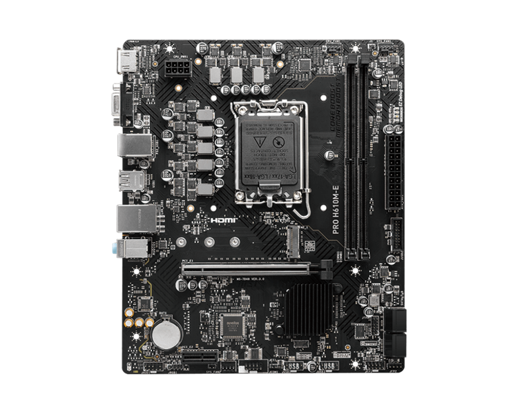 Материнская плата MSI PRO H610M-E DDR5 s1700,2DDR5,1PCI-Ex16,1PCI-Ex1,1M.2,4SATA3.0,4USB3.2Gen1, mATX,RTL