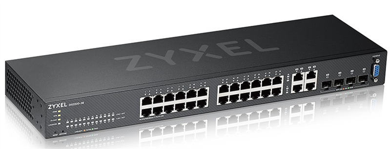 Коммутатор/ ZYXEL NebulaFlex Pro GS2220-28 Hybrid L2 Switch, rack 19 ", 24xGE, 4xCombo (SFP / RJ-45), silent, standalone / cloud management