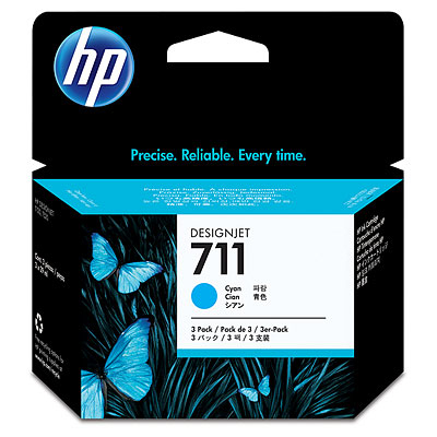 Картридж Cartridge HP 711 для DJ T120/T125/T130/T520/T525/T530, тройная упаковка CZ130A, голубой (3*29мл)