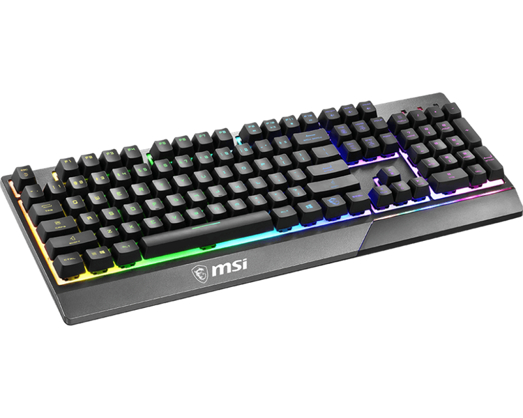 клавиатура проводная Gaming Keyboard MSI VIGOR GK30, Wired, Mechanical-like plunger switches. 6 zones RGB lighting with several lighting effects.  Anti-ghosting Capability. Water Resistant (spill-proof), Black