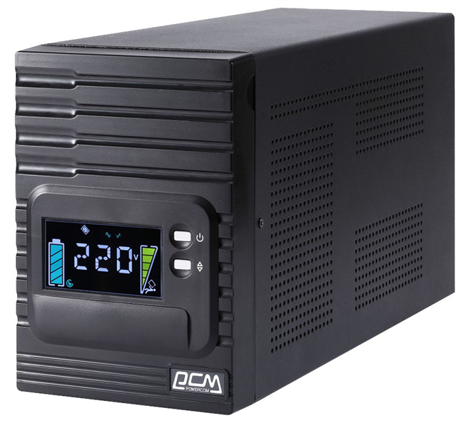 Источник бесперебойного питания Powercom Smart King Pro+ SPT-3000, Line-Interactive, LCD, 3000VA/2400W, Tower,  8*IEC320-C13+С19, SNMP Slot, black (1152569) (трещина и сломаное крепление  на передней панели)