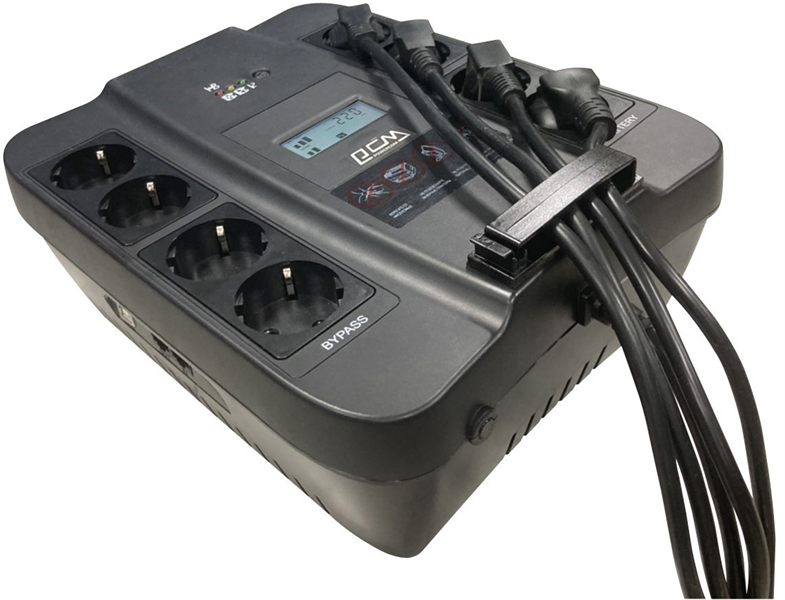 Источник бесперебойного питания Powercom Back-UPS SPIDER, Line-Interactive, LCD, AVR, 900VA/540W, 8xSchuko outlets (4 surge & 4 batt), USB, black (1456263) (существенное повреждение коробки)