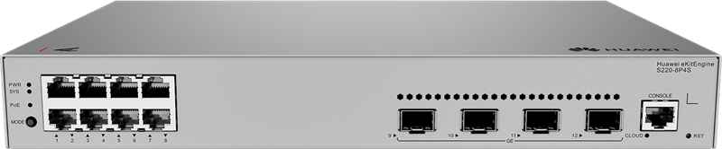 Коммутатор HUAWEI eKit S220-8P4S  8*10/100/1000BASE-T ports(125W PoE+),4*GE коммутатор с SFP портами
