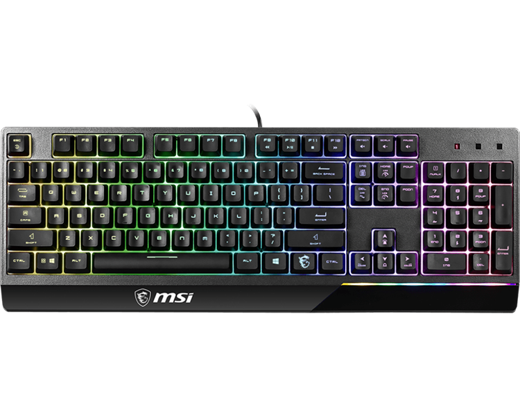 клавиатура проводная Gaming Keyboard MSI VIGOR GK30, Wired, Mechanical-like plunger switches. 6 zones RGB lighting with several lighting effects.  Anti-ghosting Capability. Water Resistant (spill-proof), Black