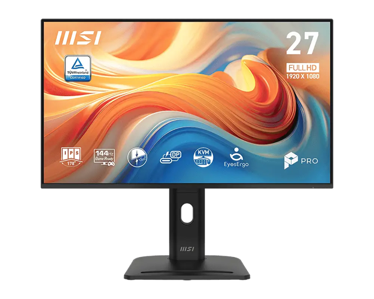 Монитор MSI PRO MP275PHG E14 27" 16:9 FHD(1920x1080), IPS Flat, 4ms(GTG), 1500:1, 100M:1, 250nits, 178/178, HDMI, DP, 4xUSB Type-A, 1xUSB Type-C, Speaker, Tilt, Swivel, Height, Pivot, 144HZ, Black, 1y war-ty