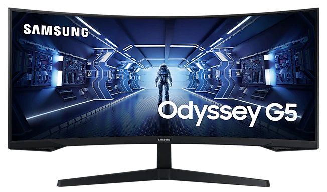 Монитор Samsung 34" Odyssey G5 C34G55TWWI VA curved 21:9 3440x1440x165Hz 1ms 2500:1 250cd 178/178 HDMI DP HDR FreeSync Premium VESA Black 2 years (незначительное повреждение коробки)