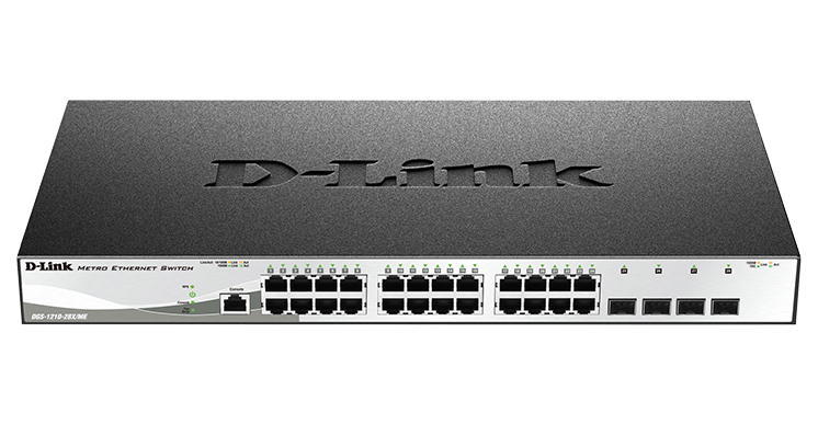 Коммутатор D-Link Управляемый L2 коммутатор, 24x1000Base-T, 4x10GBase-X SFP+, защита от статического электричества до 6 кВ, CLI, консольный порт RJ-45, RPS