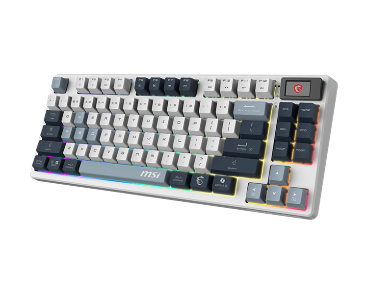 Клавиатура беспроводная Keyboard MSI FORGE GK600 TKL, Wireless, Mechanical Linear Switches, RGB LED, 4000mA/h, Sky (незначительное повреждение коробки)