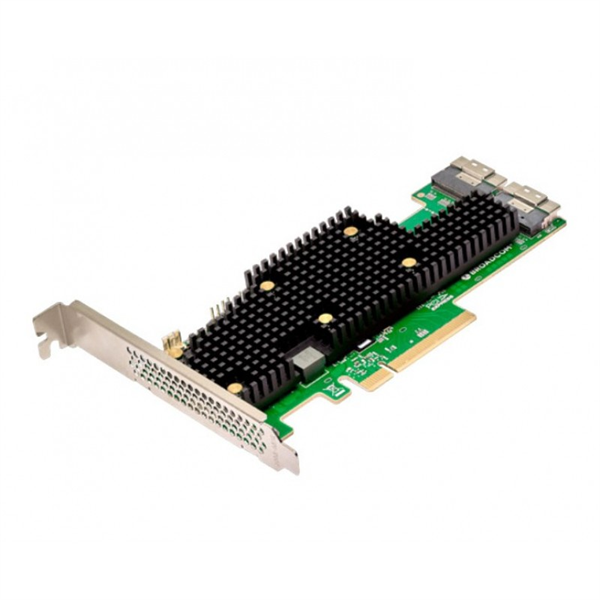 контроллер Broadcom HBA Controller 9600-16i, PCIe 4.0 x8 LP, Tri-Mode SAS/SATA/NVMe 24G HBA, 16port (2*int SFF8654), SAS4016, 1 year
