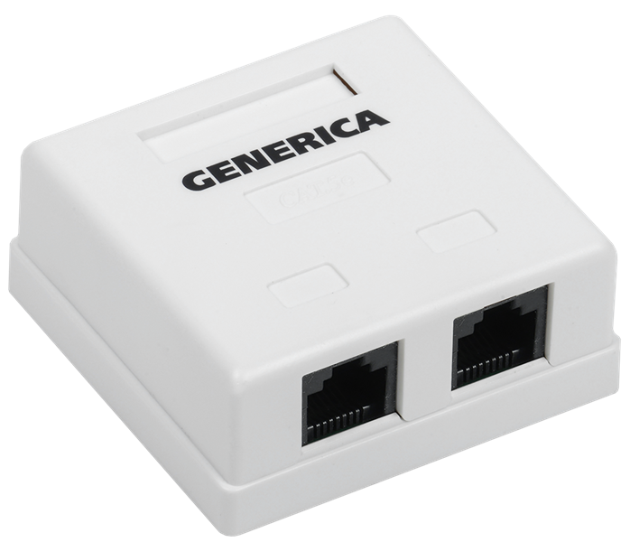  Розетка инф. настенная RJ45 кат. 5Е UTP 2 порта GENERICA