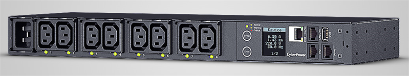 Распределитель питания Cyberpower - Switched, 16A, in (100 - 240V 1xIEC-320 C20), out ( 8xIEC-C320 C13), 3 м, Горизонтальный, 1U, цвет чёрный, PDU41005