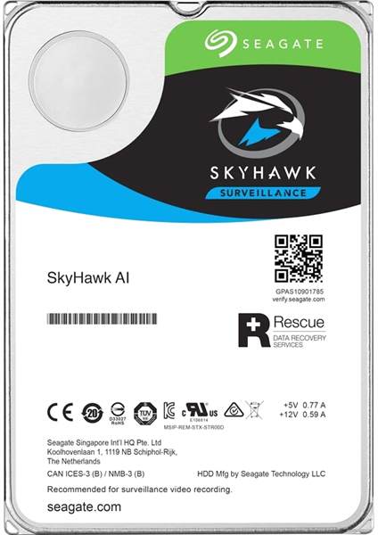 Жесткий диск Seagate SkyHawk AI HDD 3.5" SATA 12Tb, 7200 rpm, 256Mb buffer, 512e, ST12000VE001, 1 year