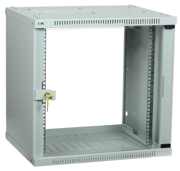 Шкаф настенный 6U 550x350мм дверь стекло серый ITK Шкаф LINEA WE 6U 550x350мм дверь стекло серый