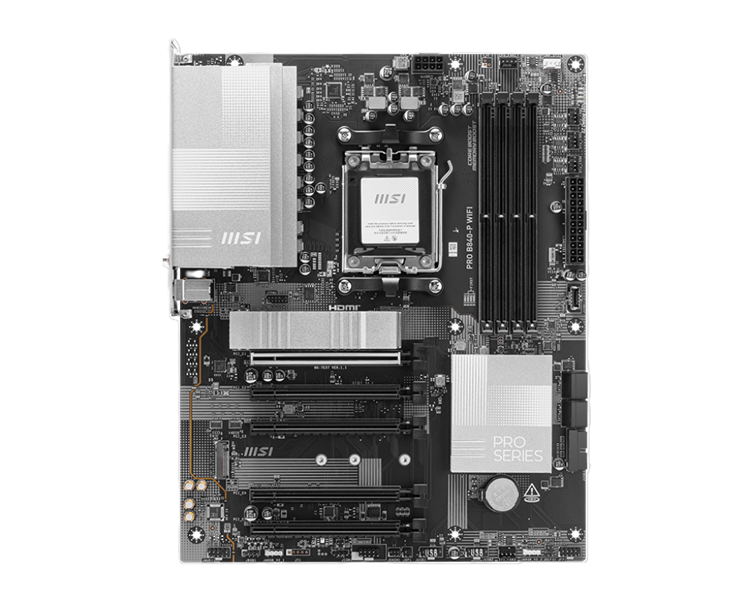 Материнская плата MSI PRO B840-P WIFI ,B840,AM5,4DDR5,5PCI-Ex16,2M.2,4SATA3,2USB10G(1A+1C),5USB5G