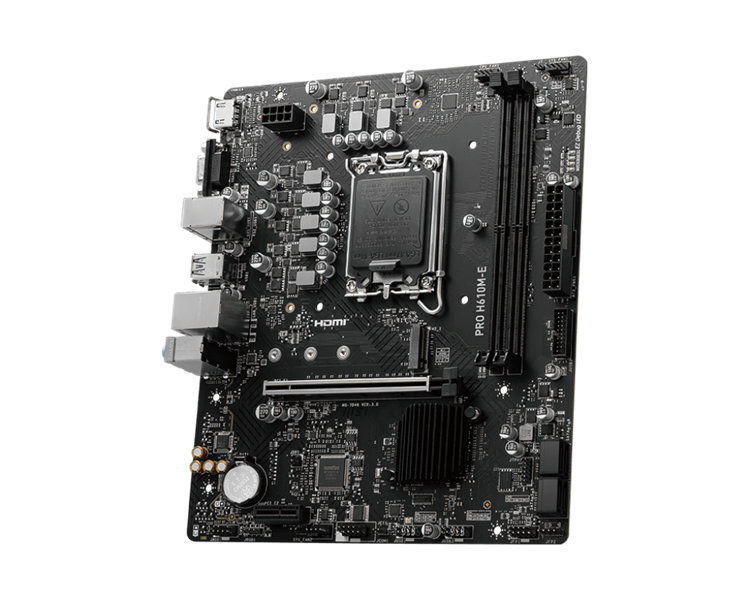 Материнская плата MSI PRO H610M-E DDR5 s1700,2DDR5,1PCI-Ex16,1PCI-Ex1,1M.2,4SATA3.0,4USB3.2Gen1, mATX,RTL