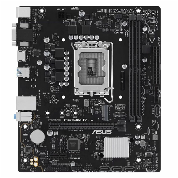 Материнская плата ASUS PRIME H610M-R-SI, LGA1700, H610, 2*DDR5, 4*SATA, 1*M.2, 2*USB 3.2, 2*USB 2.0, 1*PCIx16, 1*PCIx1, DP+HDMI+VGA, mATX; 90MB1GL0-M0ECY0