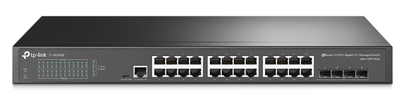 Коммутатор TP-Link SG3428, L2/L2+, 24×1GbE, 4×SFP, 1U