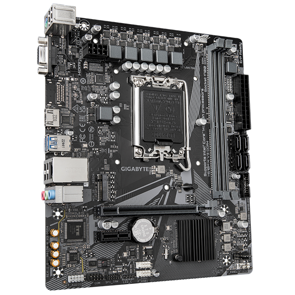 Материнская плата GIGABYTE H610M H V3 DDR4, LGA1700, H610,  2*DDR4, 4*SATA, 1*M.2, 2*USB 3.2, 4*USB 2.0, 1*PCIx16, 1*PCIx1, D-Sub+HDMI, mATX