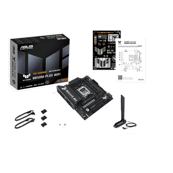 Материнская плата ASUS TUF GAMING B850M-PLUS WIFI, AM5, B850, 4*DDR5, 4*SATA, 3*M.2, 7*USB 3.2, 4*USB 2.0, Type-C, 2*PCIx16, 1*PCIx1, DP+HDMI, mATX; 90MB1IY0-M0EAY0
